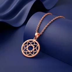 Rose gold Sunpetal Filigree Pendant With Link Chain