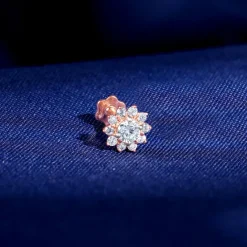 Rose Gold Sunstar Lab Grown Diamond Nose Pin