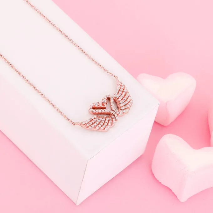 Rose Gold Swan Love Necklace