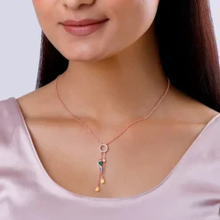 Rose Gold Swinging Bird Pendant with Link Chain