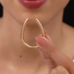 Rose Gold Tapered Hoop Earrings