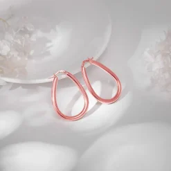 Rose Gold Tapered Hoop Earrings