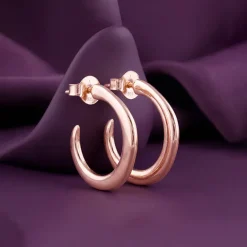 Rose Gold Tapered Hoop Earrings