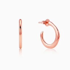 Rose Gold Tapered Hoop Earrings