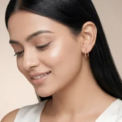 Rose Gold Tapered Hoop Earrings