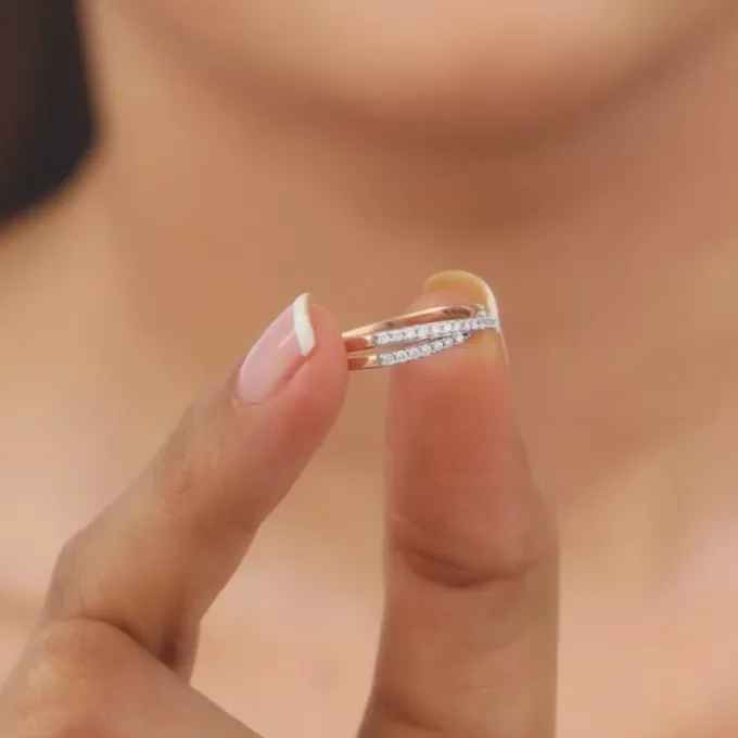 Rose Gold Thea Criss Cross Lab Grown Diamond Ring