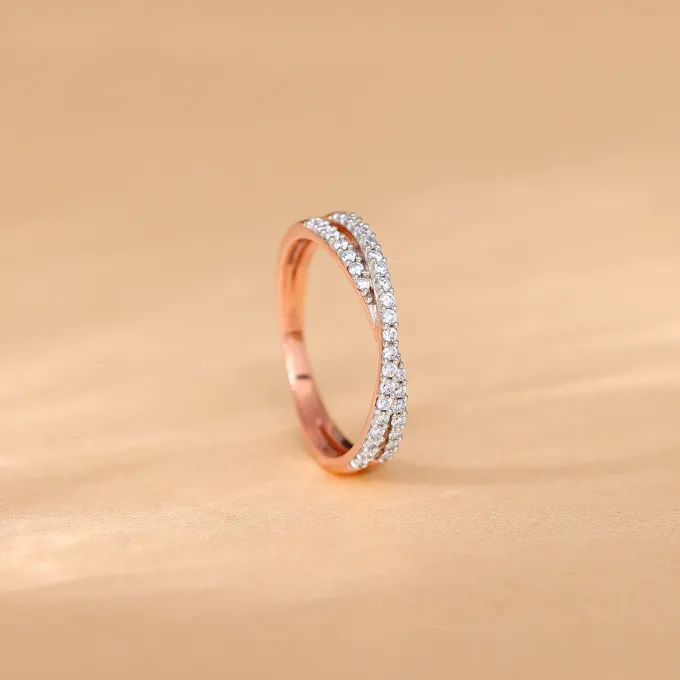 Rose Gold Thea Criss Cross Lab Grown Diamond Ring