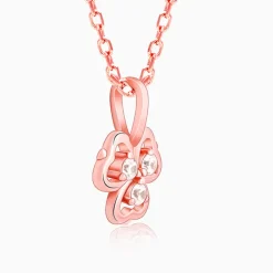 Rose Gold Three Leaf Clover Pendant With Link Chain