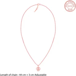 Rose Gold Three Leaf Clover Pendant With Link Chain