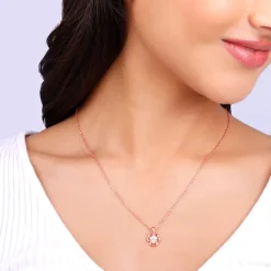 Rose Gold Three Leaf Clover Pendant With Link Chain