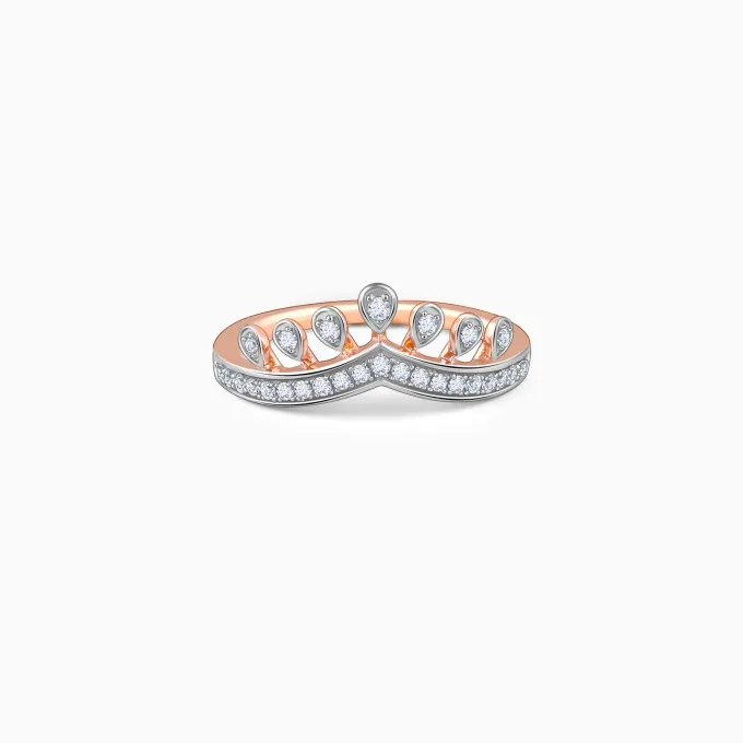 Rose Gold Tiara Crown Lab Grown Diamond Ring
