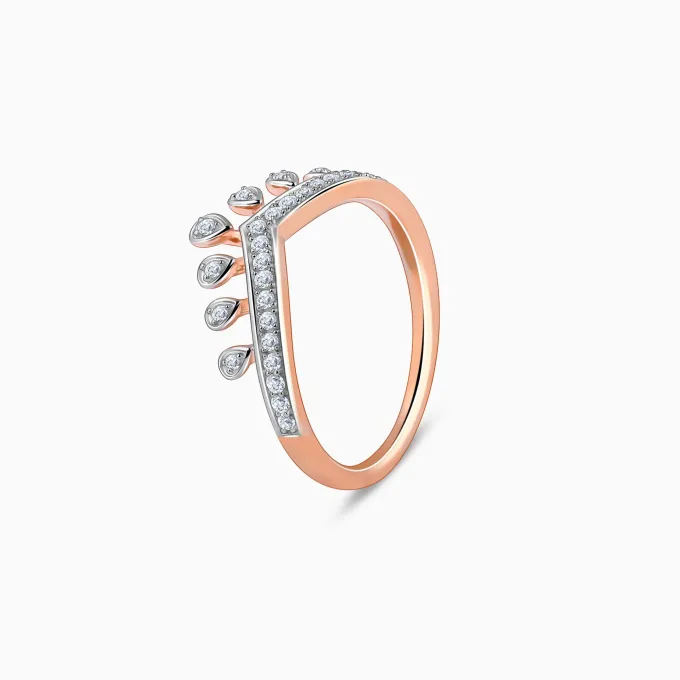 Rose Gold Tiara Crown Lab Grown Diamond Ring