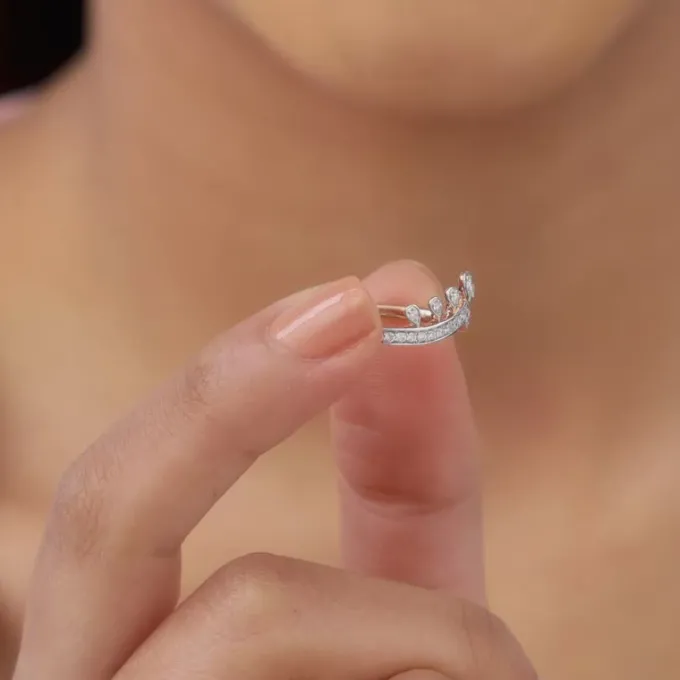 Rose Gold Tiara Crown Lab Grown Diamond Ring