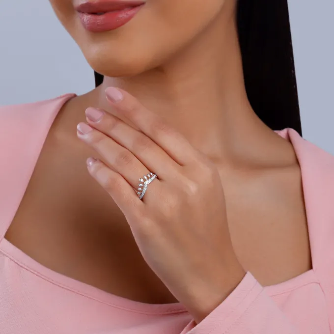 Rose Gold Tiara Crown Lab Grown Diamond Ring