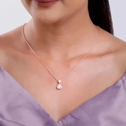 Rose Gold Tirangular Halo Necklace
