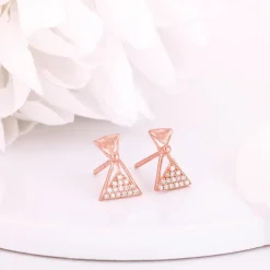 Rose Gold Triangular Elegance Earrings