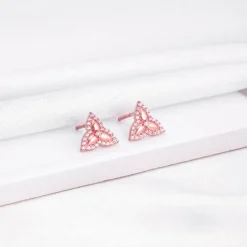 Rose Gold Trillium Trifecta Earrings