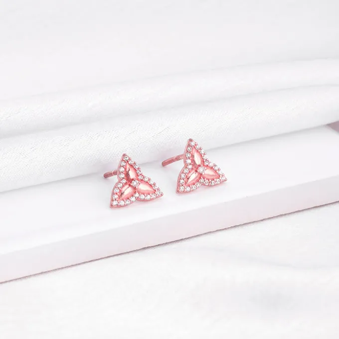 Rose Gold Trillium Trifecta Earrings