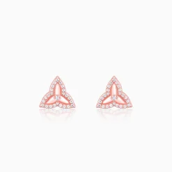 Rose Gold Trillium Trifecta Earrings