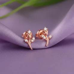 Rose Gold Tulip Stud Earrings