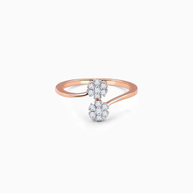 Rose Gold Twain Bouquet Lab Grown Diamond Ring