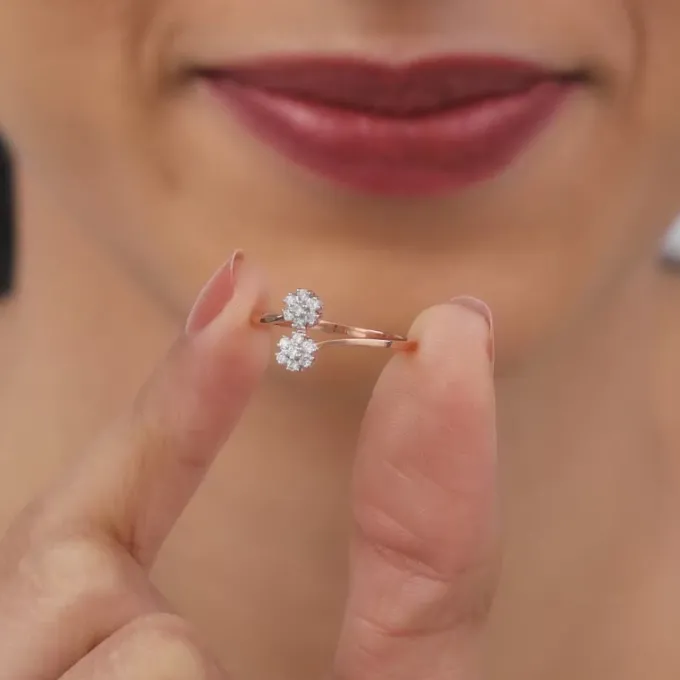 Rose Gold Twain Bouquet Lab Grown Diamond Ring