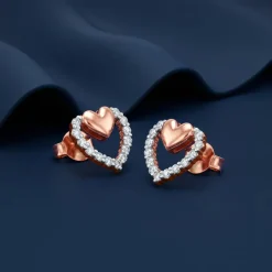 Rose Gold Twinkling Heart Lab Grown Diamond Studs