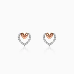 Rose Gold Twinkling Heart Lab Grown Diamond Studs