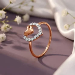 Rose Gold Twinkling Heart Lab Grown Diamond Ring (Size 12)