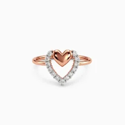 Rose Gold Twinkling Heart Lab Grown Diamond Ring (Size 12)