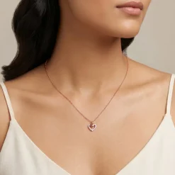 Rose Gold Twinkling Heart Lab Grown Diamond Pendant