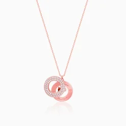 Rose Gold Two Hearts Becoming One Pendant With Link Chain