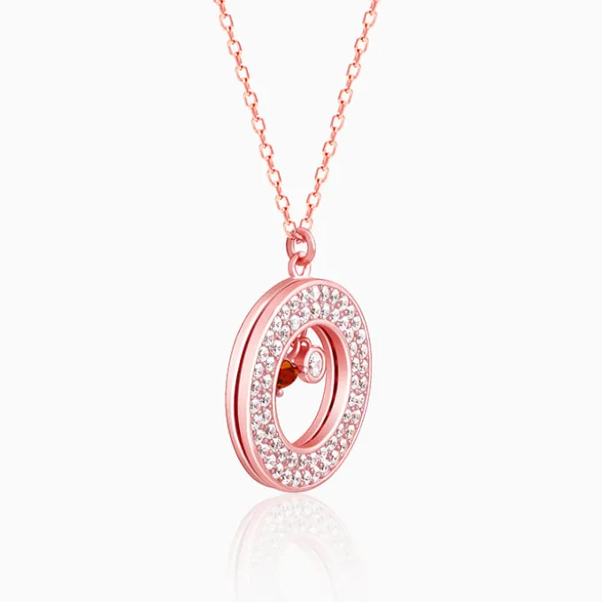 Rose Gold Two Hearts Becoming One Pendant With Link Chain