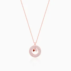 Rose Gold Two Hearts Becoming One Pendant With Link Chain