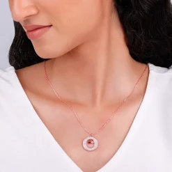 Rose Gold Two Hearts Becoming One Pendant With Link Chain