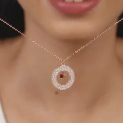 Rose Gold Two Hearts Becoming One Pendant With Link Chain
