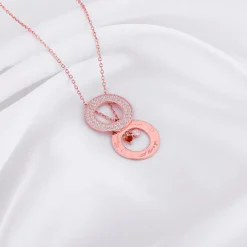 Rose Gold Two Hearts Becoming One Pendant With Link Chain