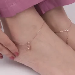 Rose Gold Unwavering Heart Anklet