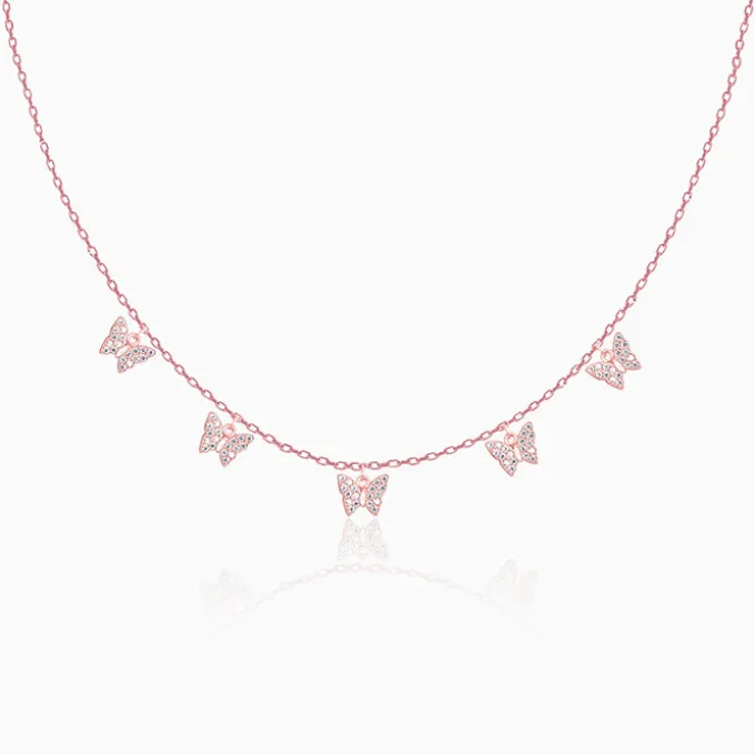 Rose Gold Wavering Wings Butterfly Necklace