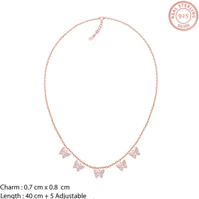Rose Gold Wavering Wings Butterfly Necklace