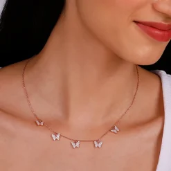 Rose Gold Wavering Wings Butterfly Necklace
