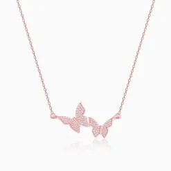 Rose Gold Wavering Wings Necklace