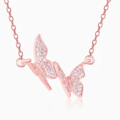 Rose Gold Wavering Wings Necklace