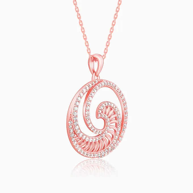 Rose Gold Whirpool Pendant With Link Chain