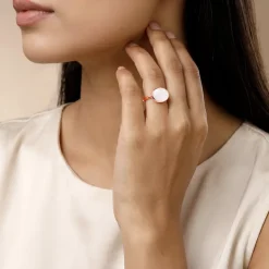 Rose Gold White Rainbow Stone Ring