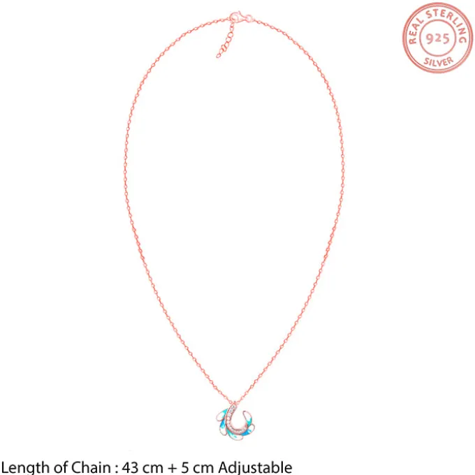Rose Gold Wing Flap Pendant With Link Chain