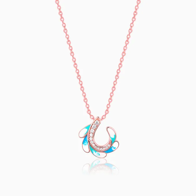 Rose Gold Wing Flap Pendant With Link Chain