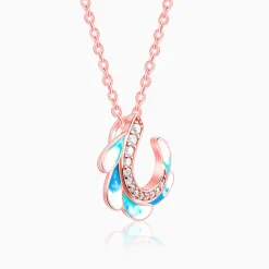 Rose Gold Wing Flap Pendant With Link Chain