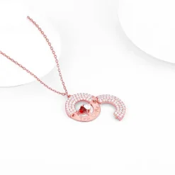 Rose Gold You & Me Pendant With Link Chain