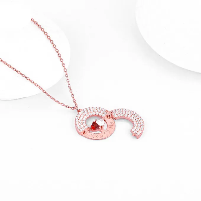 Rose Gold You & Me Pendant With Link Chain